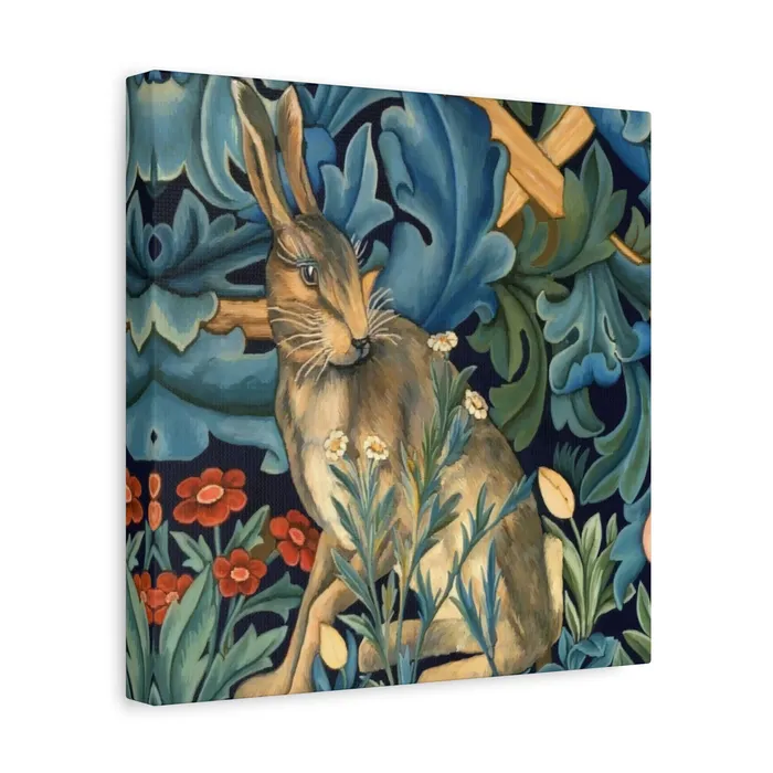 Portraits by NC Rings Matte Canvas Stretched 125 William Morris Inspired Forest Rabbit