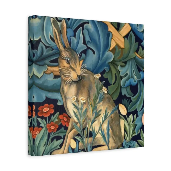 Portraits by NC Rings Matte Canvas Stretched 125 William Morris Inspired Forest Rabbit