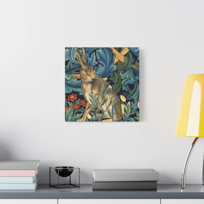 Portraits by NC Rings Matte Canvas Stretched 125 William Morris Inspired Forest Rabbit