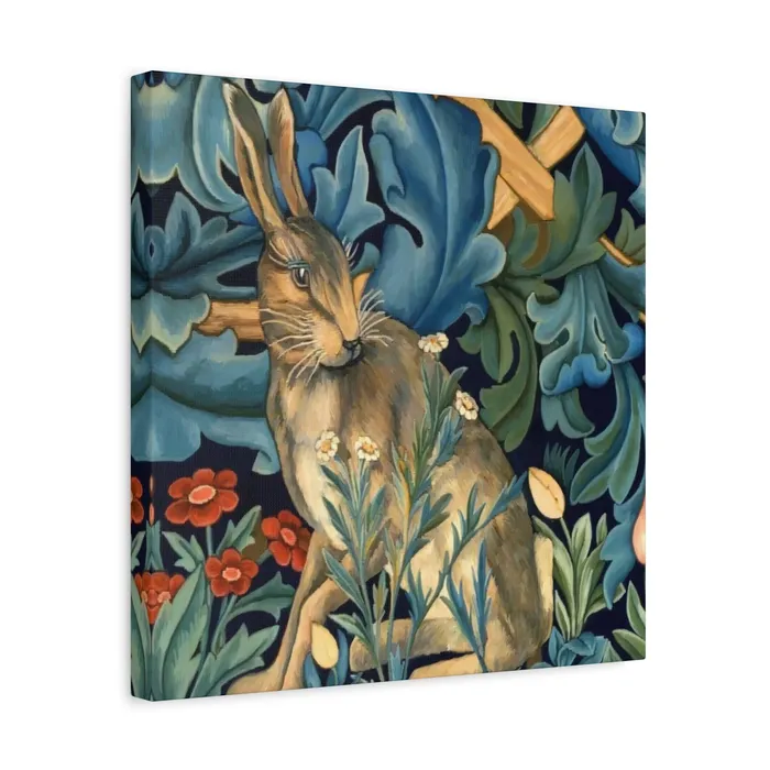 Portraits by NC Rings Matte Canvas Stretched 125 William Morris Inspired Forest Rabbit