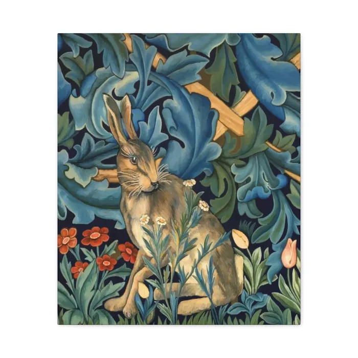 Portraits by NC Rings Matte Canvas Stretched 125 William Morris Inspired Forest Rabbit