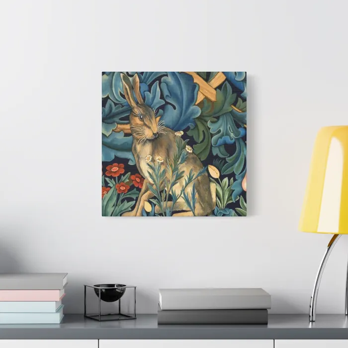 Portraits by NC Rings Matte Canvas Stretched 125 William Morris Inspired Forest Rabbit