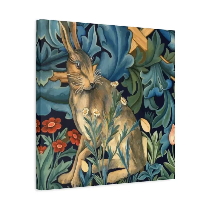 Portraits by NC Rings Matte Canvas Stretched 125 William Morris Inspired Forest Rabbit