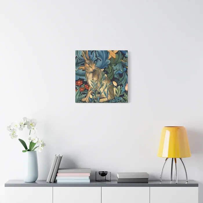 Portraits by NC Rings Matte Canvas Stretched 125 William Morris Inspired Forest Rabbit