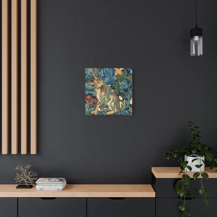 Portraits by NC Rings Matte Canvas Stretched 125 William Morris Inspired Forest Rabbit
