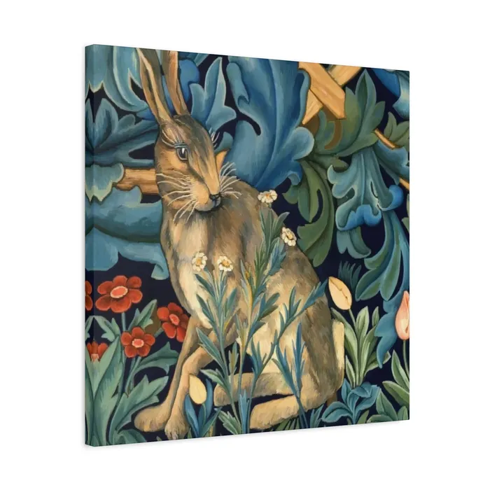 Portraits by NC Rings Matte Canvas Stretched 125 William Morris Inspired Forest Rabbit