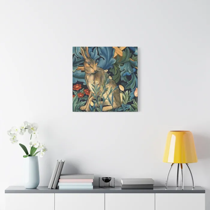Portraits by NC Rings Matte Canvas Stretched 125 William Morris Inspired Forest Rabbit