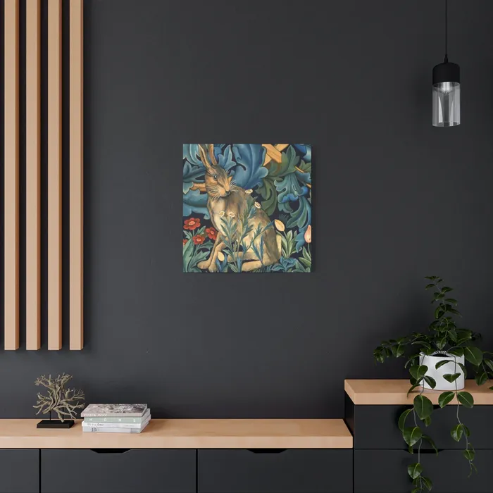 Portraits by NC Rings Matte Canvas Stretched 125 William Morris Inspired Forest Rabbit