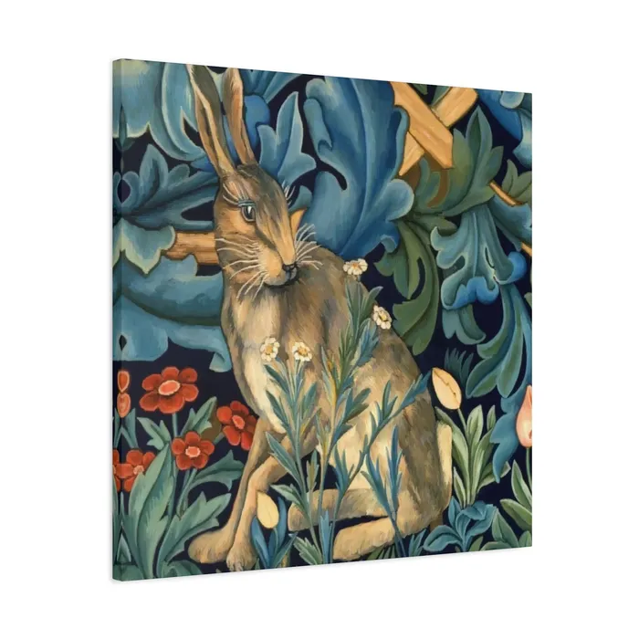 Portraits by NC Rings Matte Canvas Stretched 125 William Morris Inspired Forest Rabbit