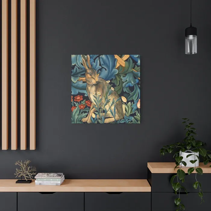 Portraits by NC Rings Matte Canvas Stretched 125 William Morris Inspired Forest Rabbit
