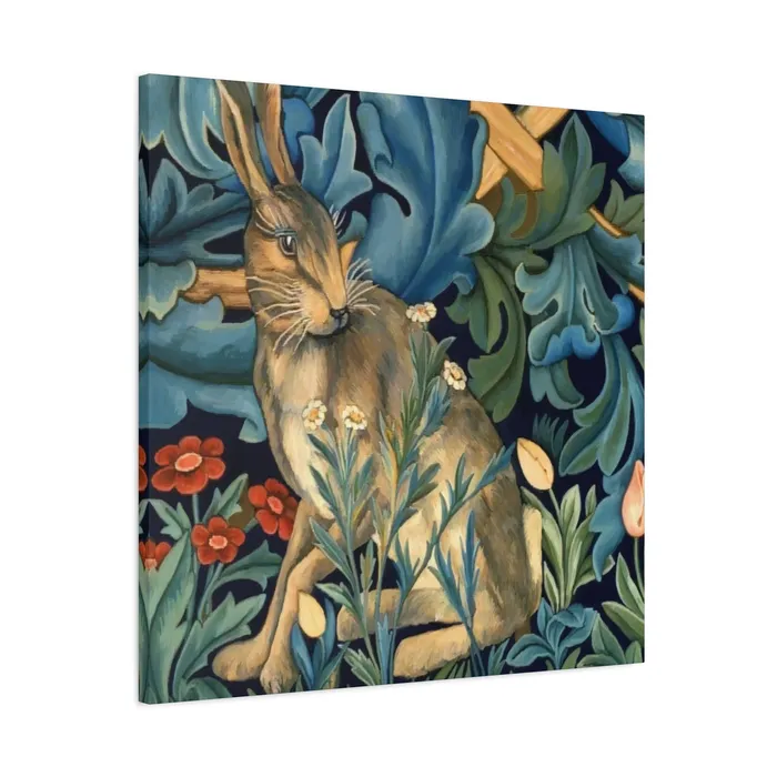 Portraits by NC Rings Matte Canvas Stretched 125 William Morris Inspired Forest Rabbit
