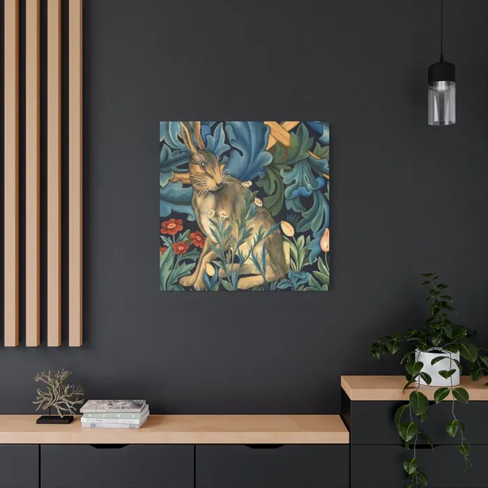 Portraits by NC Rings Matte Canvas Stretched 125 William Morris Inspired Forest Rabbit