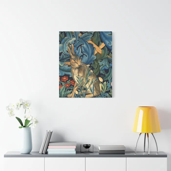 Portraits by NC Rings Matte Canvas Stretched 125 William Morris Inspired Forest Rabbit