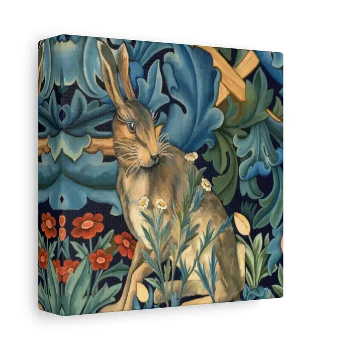 Portraits by NC Rings Matte Canvas Stretched 125 William Morris Inspired Forest Rabbit