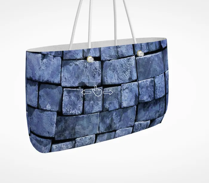 Portraits by NC Weekender Tote Bag Customizable Carryall Tote Design Blue Brickwork Rings