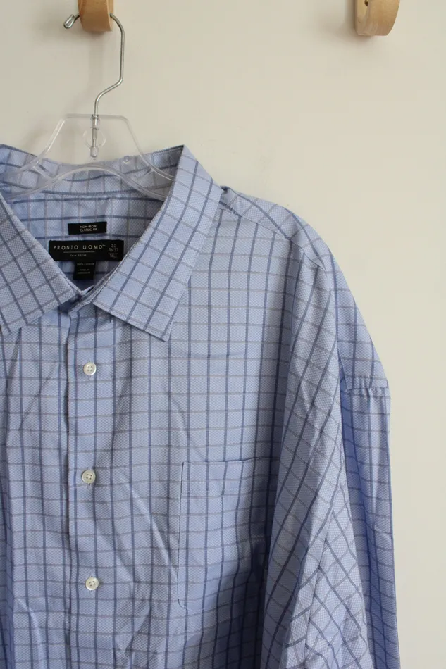 Pronto Uomo Classic Fit Blue Plaid Button Down Shirt 20 Tall Pronto Uomo Rings Pronto Uomo Classic Fit Blue Plaid Button Down Shirt 20 Tall Pronto Uomo Rings