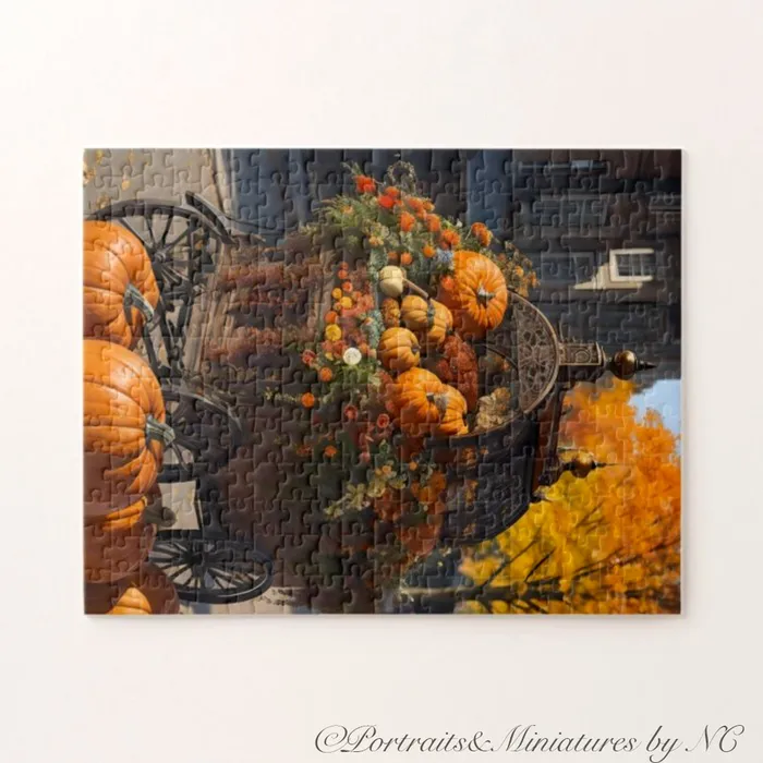 Pumpkin Harvest Elegance 11x14 Puzzle with Gift Box ZAZZLE Necklaces
