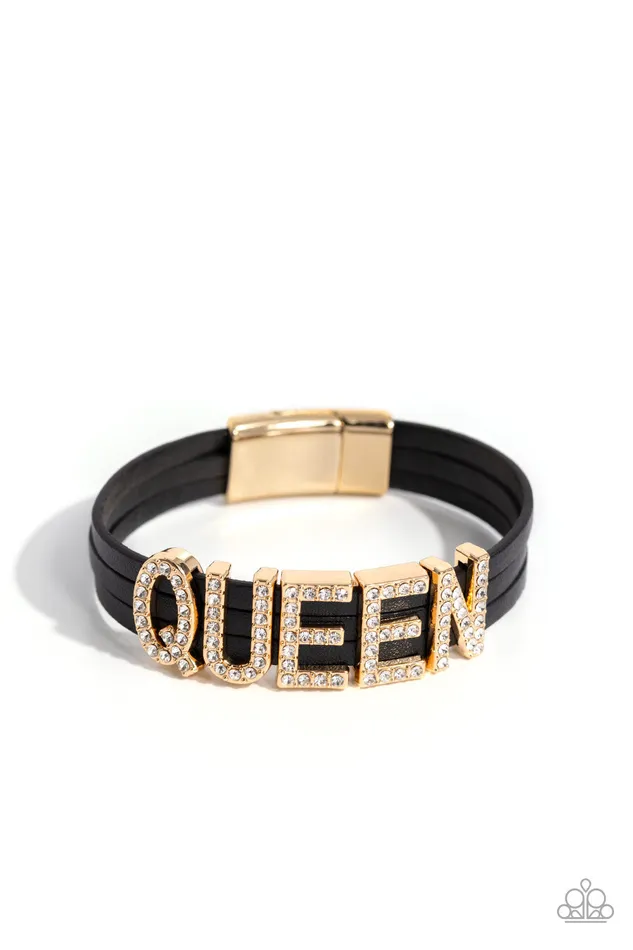 Queen of My Life Gold Paparazzi Accessories Earrings