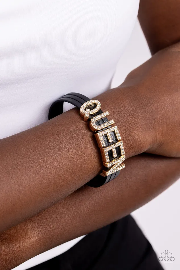 Queen of My Life Gold Paparazzi Accessories Earrings
