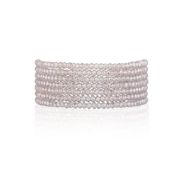 RACHEL LYNN CHICAGO Bracelets 2mm Sheer Purple Quartz Seven Wrap Beaded Bracelet