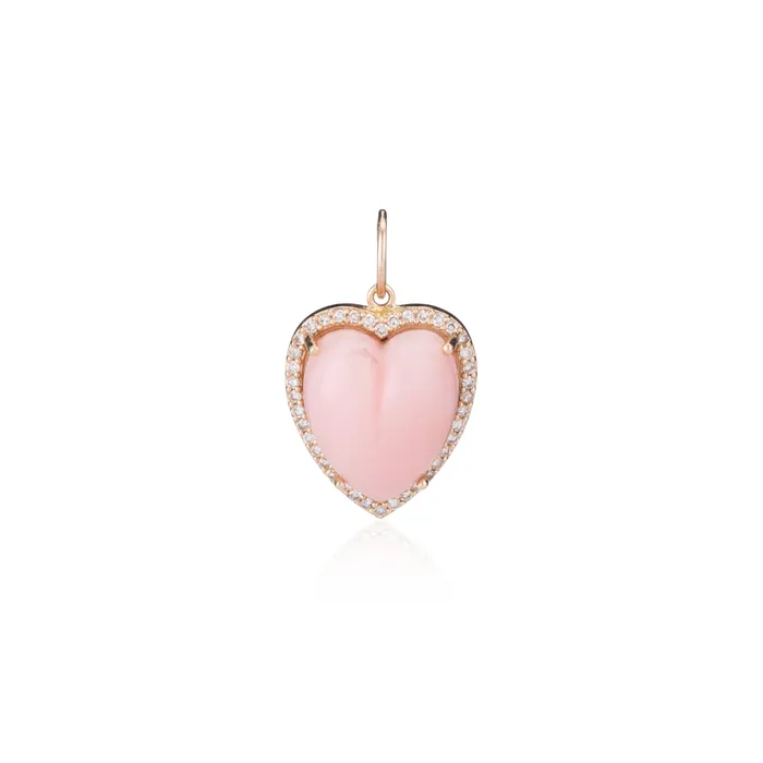 RACHEL LYNN CHICAGO Rings Yellow Gold Diamond and Pink Opal Chubby Heart Charm RACHEL LYNN CHICAGO Rings Yellow Gold Diamond and Pink Opal Chubby Heart Charm