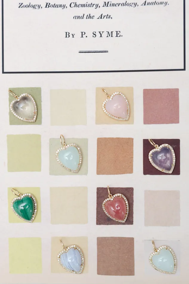 RACHEL LYNN CHICAGO Rings Yellow Gold Diamond and Pink Opal Chubby Heart Charm