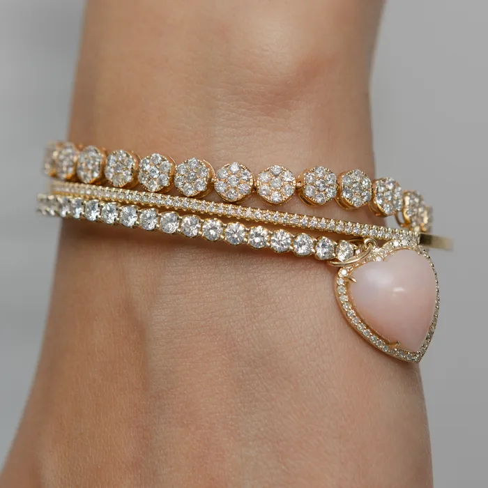 RACHEL LYNN CHICAGO Rings Yellow Gold Diamond and Pink Opal Chubby Heart Charm