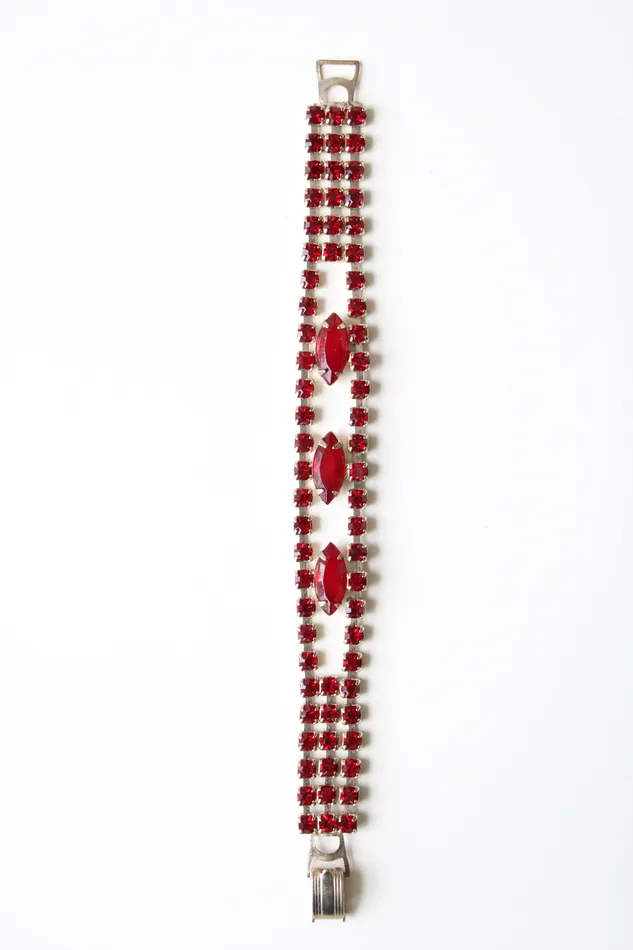 Red Ruby Rhinestone Vintage Bracelet Jubilee Thrift Bracelets