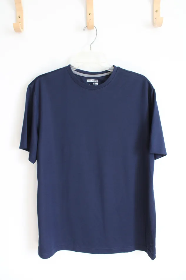 Regular Fit Core Navy Mesh Athletic Shirt L Jubilee Thrift Earrings