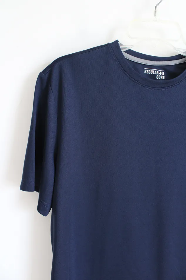 Regular Fit Core Navy Mesh Athletic Shirt L Jubilee Thrift Earrings