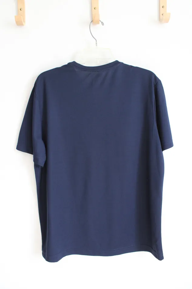 Regular Fit Core Navy Mesh Athletic Shirt L Jubilee Thrift Earrings