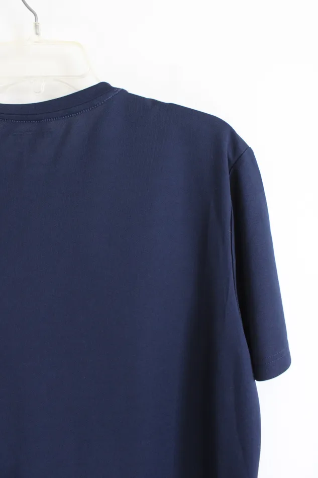Regular Fit Core Navy Mesh Athletic Shirt L Jubilee Thrift Earrings