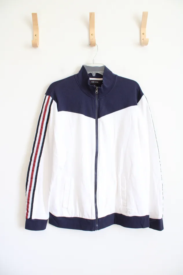 Rings Adam Levine Adam Levine Red White Blue Striped Sleeve Full Zip Jacket XL Rings Adam Levine Adam Levine Red White Blue Striped Sleeve Full Zip Jacket XL