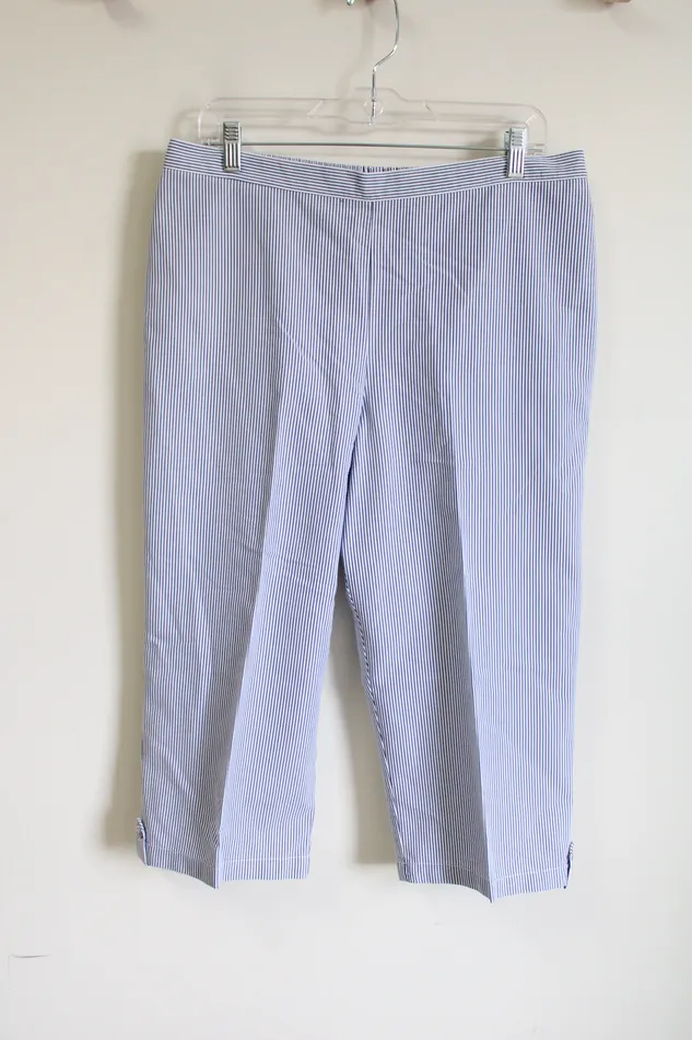 Rings Alfred Dunner Blue Striped Capri Pants 16 Alfred Dunner