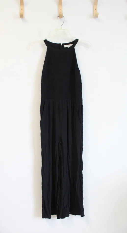 Rings Ann Taylor LOFT NEW LOFT Black Smocked Jumpsuit 00