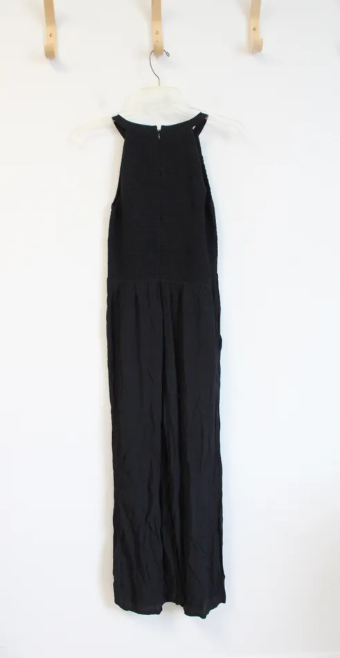 Rings Ann Taylor LOFT NEW LOFT Black Smocked Jumpsuit 00