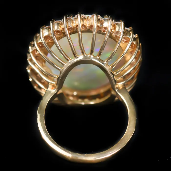 Rings BB Diamonds 18K Yellow Gold 1363 Carat Opal and Diamond Ring