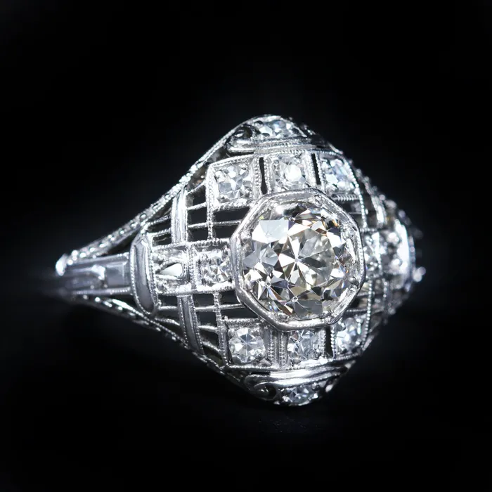 Rings Bernard NachtUnder the Crown Art Deco Platinum 085 Carat Old European Cut Diamond Ring Rings Bernard NachtUnder the Crown Art Deco Platinum 085 Carat Old European Cut Diamond Ring