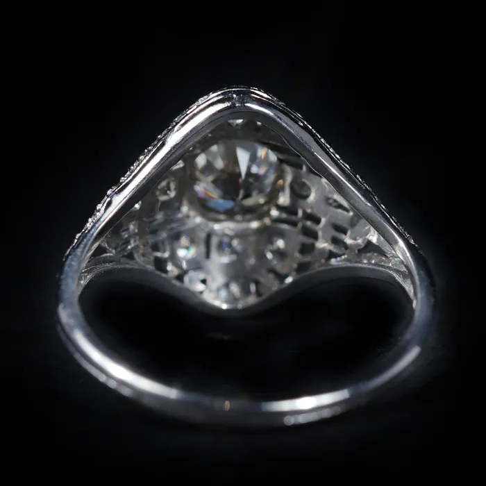 Rings Bernard NachtUnder the Crown Art Deco Platinum 085 Carat Old European Cut Diamond Ring