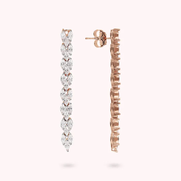 Rings Bronzallure Orecchini Pendenti Lunghi Design Treccia con Cubic Zirconia