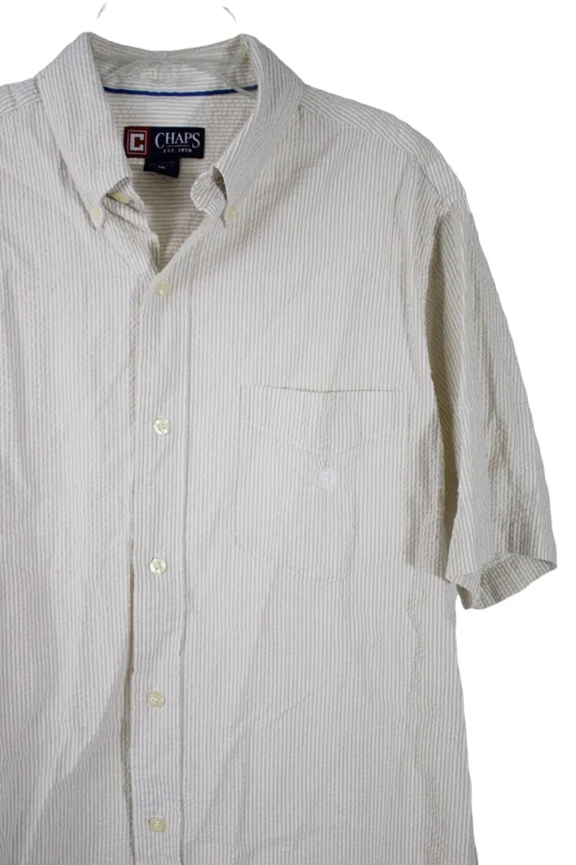 Rings Chaps Chaps White Tan Striped Shirt M
