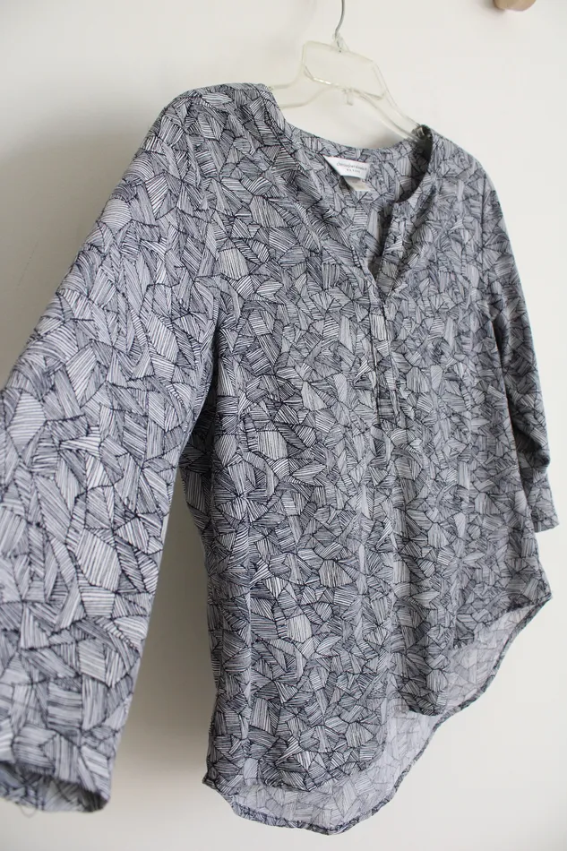 Rings Christopher Banks Christopher Banks Navy Blue Patterned Blouse M Petite