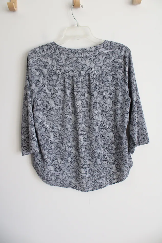 Rings Christopher Banks Christopher Banks Navy Blue Patterned Blouse M Petite