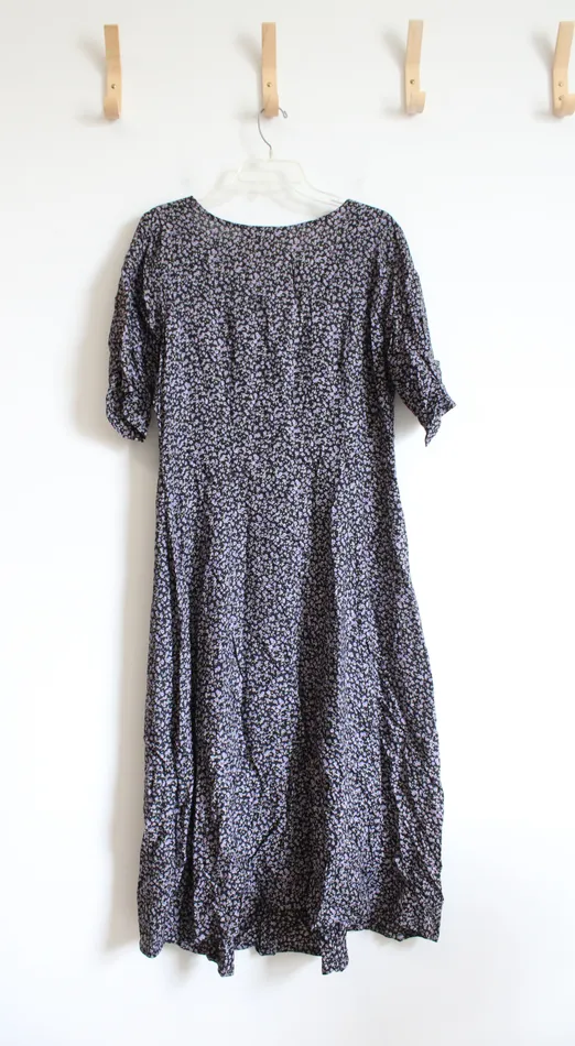 Rings City Swingers City Swingers Vintage Black Purple Floral Dress L