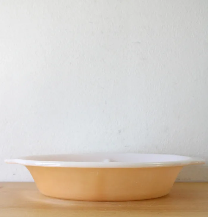 Rings Fire King FireKing 468 Orange Peach Lustre Divided Oval Dish