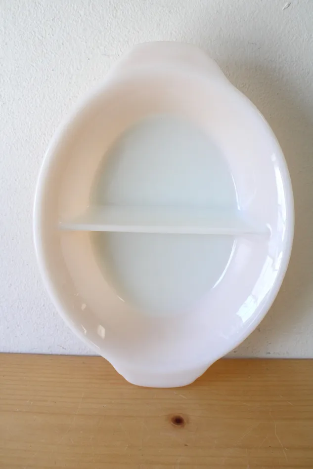 Rings Fire King FireKing 468 Orange Peach Lustre Divided Oval Dish