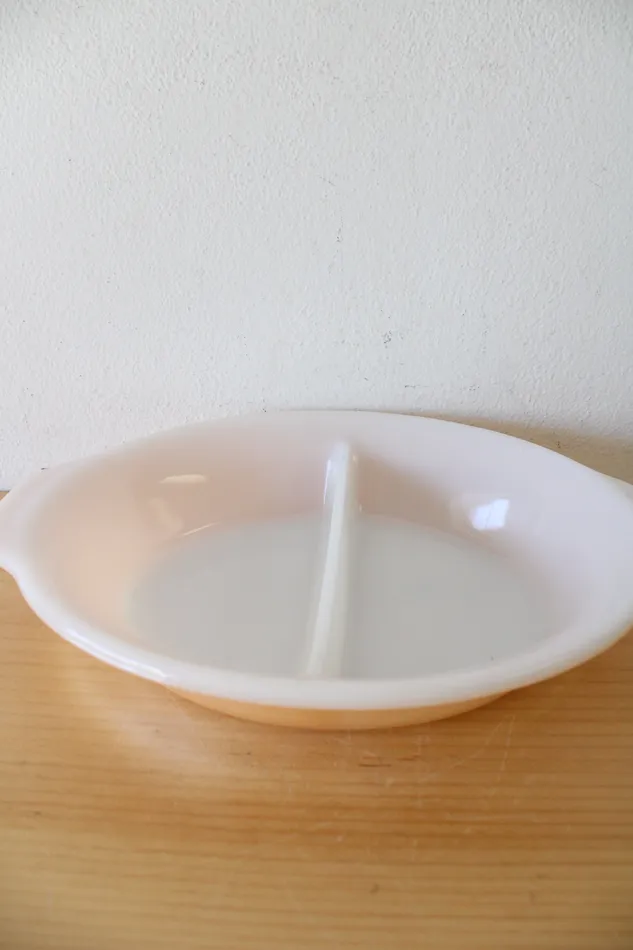 Rings Fire King FireKing 468 Orange Peach Lustre Divided Oval Dish