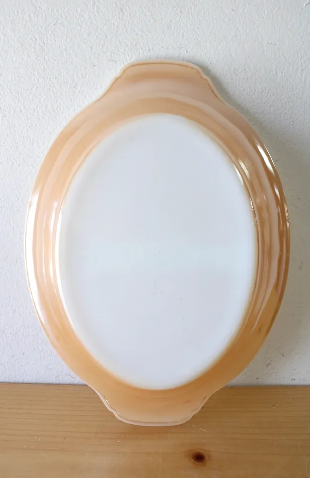 Rings Fire King FireKing 468 Orange Peach Lustre Divided Oval Dish