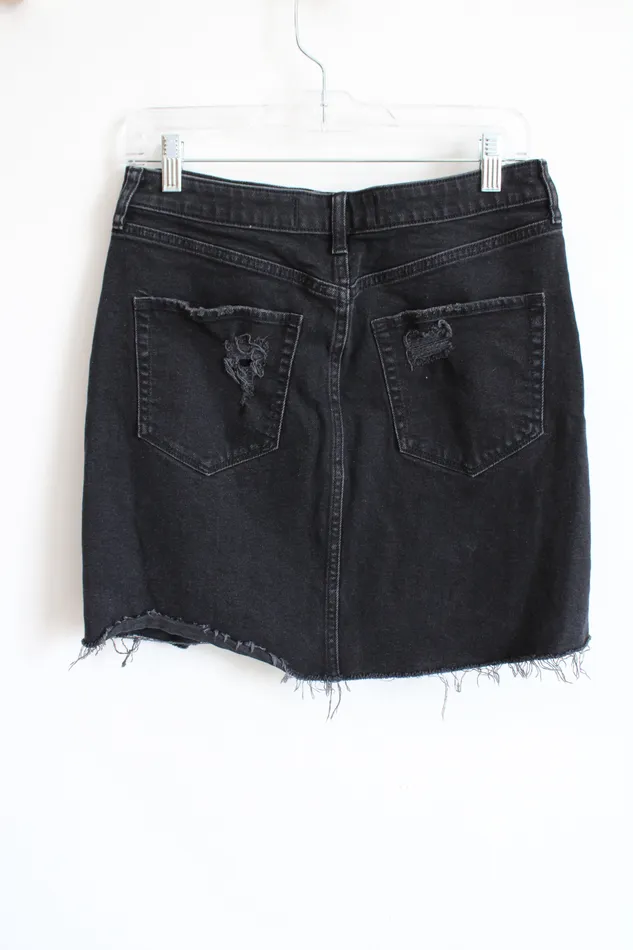 Rings Hollister Hollister Ultra High Rise Black Denim Distressed Skirt 11