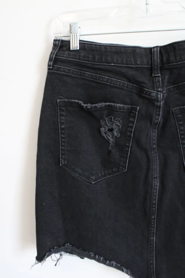 Rings Hollister Hollister Ultra High Rise Black Denim Distressed Skirt 11